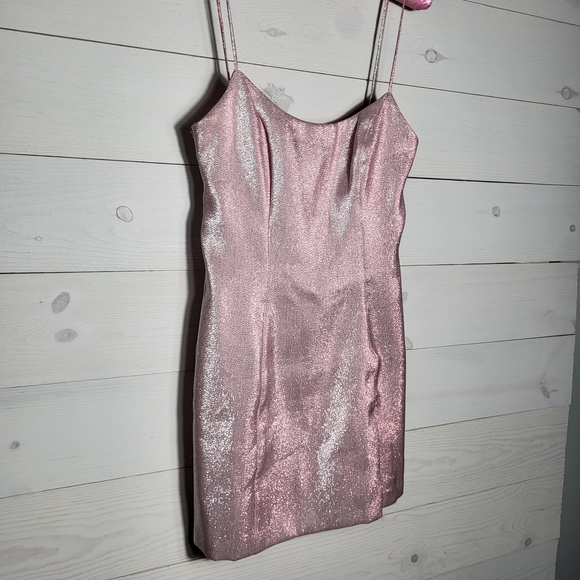 White Fox Dress Pink Metallic Shimmer Fairycore Coquette Barbiecore Spring - Picture 2 of 10